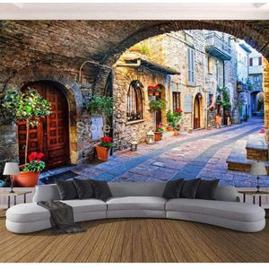 Planet Gates Non-woven Wallpaper Custom Photo Wall Paper Mural 3D Italian Town Street View European Landscape Wall Covering Papel De Parede