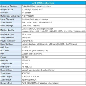 Planet Gates None / EU Plug / NTSC Security Camera System 4 Channel DVR 1080N AHD Home Surveillance System 4 HD 720P Night vision 2000TVL Waterproof Camera