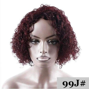 Planet Gates None Lace / 10inches / #99J Short Human Hair Wigs For Black Women 150% Density Side Part hair extensions Wigs Brazilian Remy Afro Kinky Curly Wigs KEMY HAIR