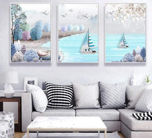 Planet Gates Nordic Simple Abstract Fish Group Posters and Prints Wall Art Print Canvas Painting Decorative Picture for Living Room Minimalis