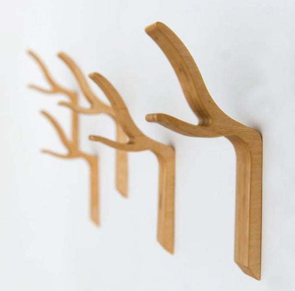 Nordic Style David's Deer Solid Rubber Wood Clothes Hook Keys holder Cupboard Handle Door Pull Handles Entryway Wood Hook