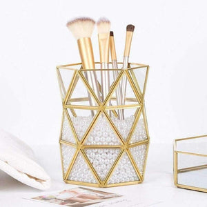 Planet Gates Nordic Style gold Pen Holder Brass Geometric Desk Multi-function Desk Storage Box Stationary Accessory Organizer H0170
