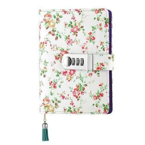 Planet Gates normal button green / 135 X 185 mm A6 name customize Korean lock leather notebook writing pads kawaii flower women girl gift loose leaf password lockable diary