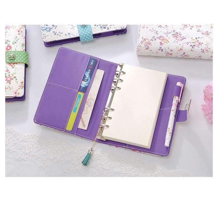 Planet Gates normal button pink / 135 X 185 mm A6 name customize Korean lock leather notebook writing pads kawaii flower women girl gift loose leaf password lockable diary