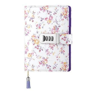 Planet Gates normal button pink / 135 X 185 mm A6 name customize Korean lock leather notebook writing pads kawaii flower women girl gift loose leaf password lockable diary