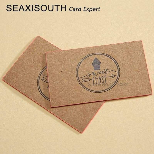Planet Gates normal print Color edge cards Gold foil kraft paper business card kraft paper debossed card printing  kraft paper 600gsm