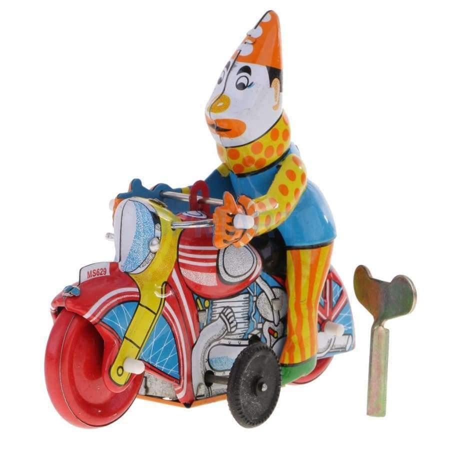 Planet Gates Novelty Toys Clown On Motorcycle Wind-up Clockwork Retro Vintage Classic Tin Toys Collectible Gifts for Kids/Children/Adults