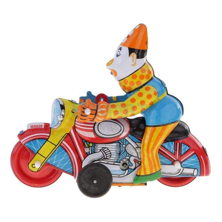Planet Gates Novelty Toys Clown On Motorcycle Wind-up Clockwork Retro Vintage Classic Tin Toys Collectible Gifts for Kids/Children/Adults