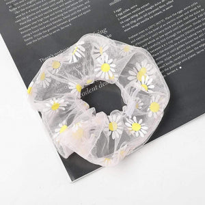 1PCS Scrunchies Hair Ring Daisy Floral Hair Ties Rope Autumn Winter Women Ponytail Hair Accessories Girls Hairbands Gifts