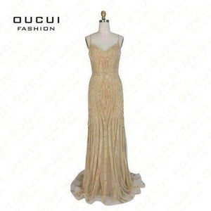 Planet Gates Nude Gold / 2 Crystal Royal Blue Color Party Occasion Formal Long Evening Dress OL102829