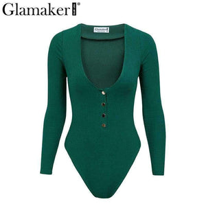 Planet Gates nude / S Knitted sexy bodycon bodysuit Women jumpsuit romper button fitness short Holiday long sleeve winter slim bodysuit 2018