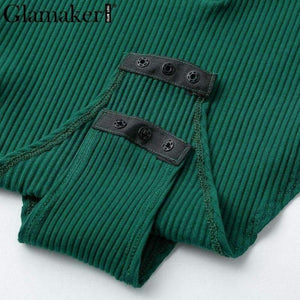 Planet Gates nude / S Knitted sexy bodycon bodysuit Women jumpsuit romper button fitness short Holiday long sleeve winter slim bodysuit 2018