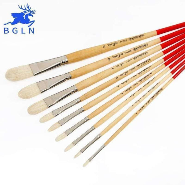Planet Gates number 1 Master Bristle Nail Round Oil Painting Brush Solid Wood Pole Artist Oil Acrylic Paint Brushes  Art Supplies 7110FR