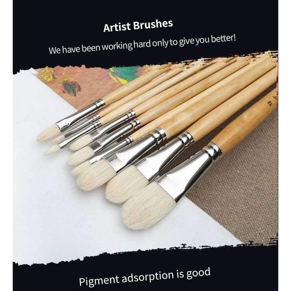 Planet Gates number 1 Master Bristle Nail Round Oil Painting Brush Solid Wood Pole Artist Oil Acrylic Paint Brushes  Art Supplies 7110FR