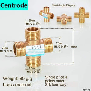 1/2IN Copper Tee Elbow Outer And Inner Wire Joint Double Inner Wire Direct Outer Tooth Four-way Gas Solar Water Pipe Fittings