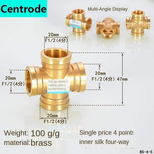 1/2IN Copper Tee Elbow Outer And Inner Wire Joint Double Inner Wire Direct Outer Tooth Four-way Gas Solar Water Pipe Fittings