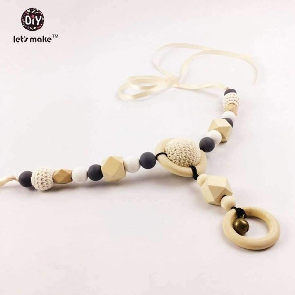 Planet Gates number 2 Pram Clip Pram String Silicone Beads Wooden Beads Baby Teether Toy Stroller Chain  Infant Toy Wooden Rattle Baby Toys