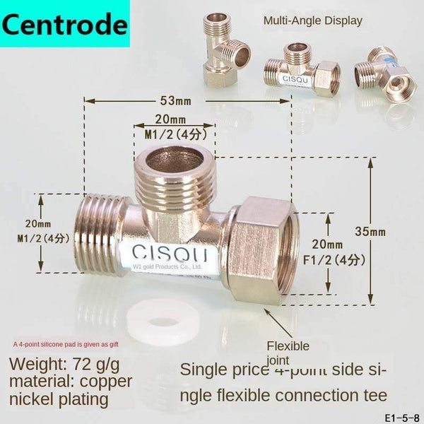 1/2IN Copper Tee Elbow Outer And Inner Wire Joint Double Inner Wire Direct Outer Tooth Four-way Gas Solar Water Pipe Fittings
