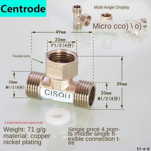 1/2IN Copper Tee Elbow Outer And Inner Wire Joint Double Inner Wire Direct Outer Tooth Four-way Gas Solar Water Pipe Fittings
