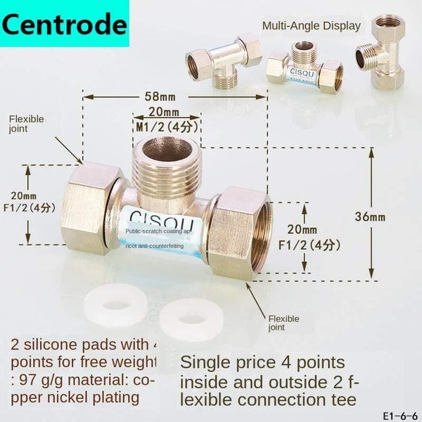1/2IN Copper Tee Elbow Outer And Inner Wire Joint Double Inner Wire Direct Outer Tooth Four-way Gas Solar Water Pipe Fittings