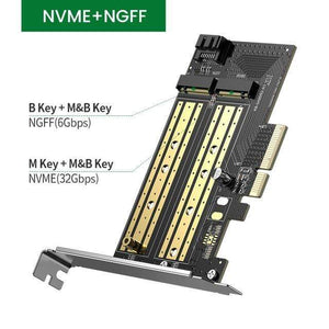 Planet Gates NVME - NGFF PCIE to M2 Adapter NVMe M.2 PCI Express Adapter 32Gbps PCI-E Card x4/8/16 M&B Key SSD Computer Expansion Add On Cards
