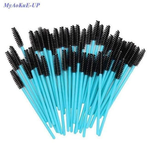 Planet Gates nylon blue black 200pcs Blue Handle Pink Brushes Top Quality Nylon Disposable Mascara Wands Lashes Makeup Brushes Eyelash Extension