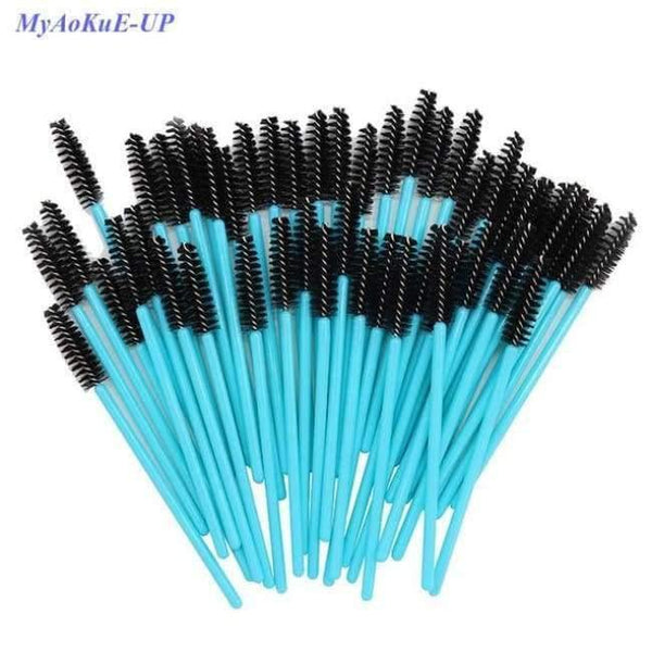 Planet Gates nylon blue black 200pcs Blue Handle Pink Brushes Top Quality Nylon Disposable Mascara Wands Lashes Makeup Brushes Eyelash Extension
