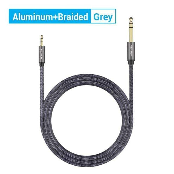 Planet Gates Nylon Braided-Grey / 3m Vention 3.5mm to 6.35mm Adapter Aux Cable for Mixer Amplifier Gold Plated 3.5 Jack to 6.5 Jack 0.5m 3m 5m Aux Cabo Male to Male