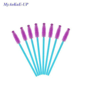 Planet Gates nylonblue purple red 200pcs Blue Handle Pink Brushes Top Quality Nylon Disposable Mascara Wands Lashes Makeup Brushes Eyelash Extension
