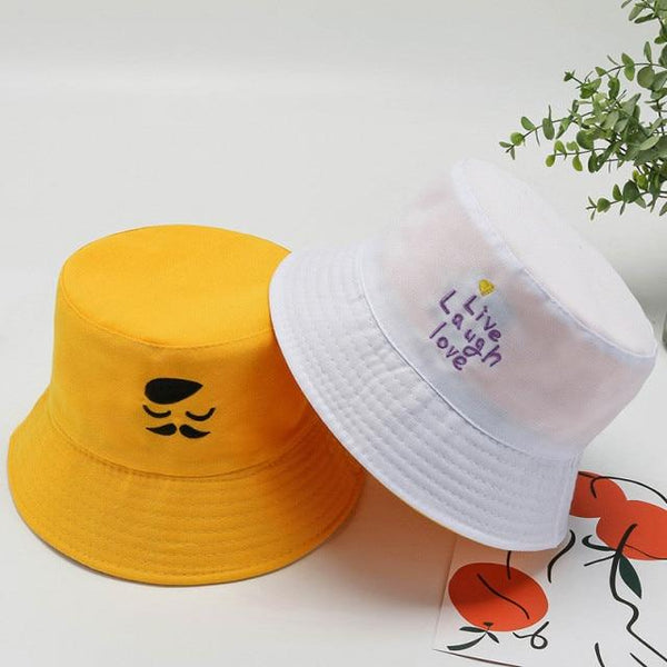 Planet Gates O / Adult(56-58cm) Summer Hats for Women Bob Two-side Unisex Embroidery Bucket Hat Fishing Outdoor Cap Men Sunscreen Hats Fisherman Chapeau Femme