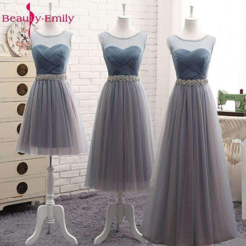 Planet Gates O1 / 2 Beauty Emily High Quality Tulle Long Short Bridesmaid Dresses 2018 Formal A-line Vintage Party Prom Dresses Off the Shoulder
