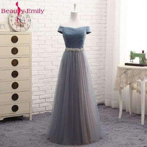 Planet Gates O1 / 2 Beauty Emily High Quality Tulle Long Short Bridesmaid Dresses 2018 Formal A-line Vintage Party Prom Dresses Off the Shoulder