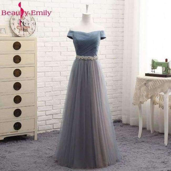 Planet Gates O1 / 2 Beauty Emily High Quality Tulle Long Short Bridesmaid Dresses 2018 Formal A-line Vintage Party Prom Dresses Off the Shoulder