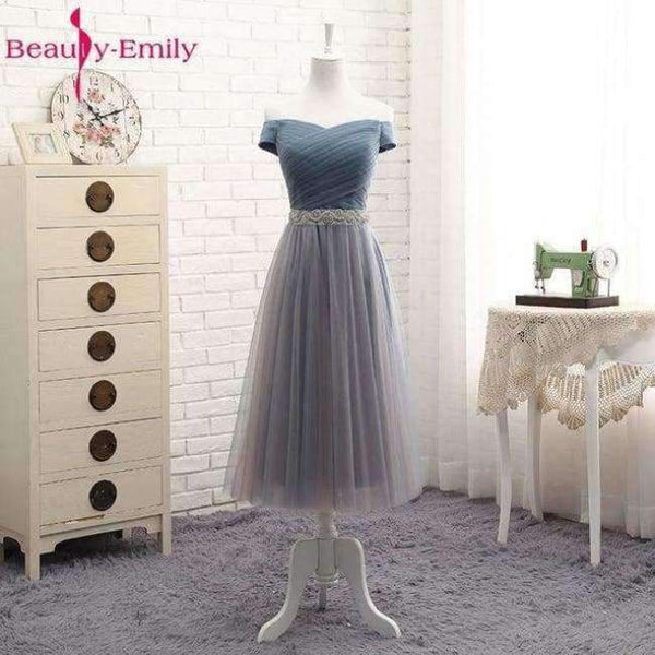Planet Gates O1 / 2 Beauty Emily High Quality Tulle Long Short Bridesmaid Dresses 2018 Formal A-line Vintage Party Prom Dresses Off the Shoulder