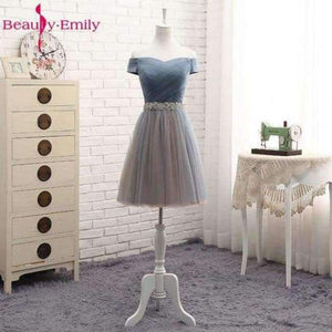 Planet Gates O1 / 2 Beauty Emily High Quality Tulle Long Short Bridesmaid Dresses 2018 Formal A-line Vintage Party Prom Dresses Off the Shoulder
