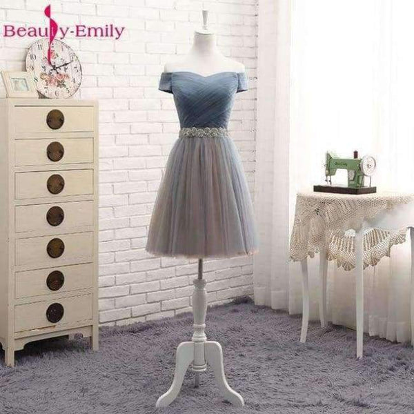 Planet Gates O1 / 2 Beauty Emily High Quality Tulle Long Short Bridesmaid Dresses 2018 Formal A-line Vintage Party Prom Dresses Off the Shoulder