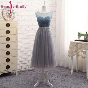 Planet Gates O2 / 2 Beauty Emily High Quality Tulle Long Short Bridesmaid Dresses 2018 Formal A-line Vintage Party Prom Dresses Off the Shoulder