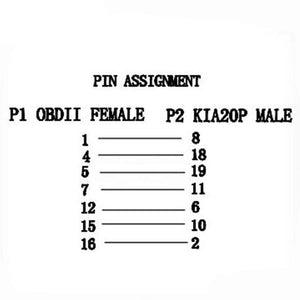 Planet Gates OBD 2 Cable for KIA 20 Pin To 16 Pin OBD2 OBD Diagnostic Tool Scanner Code Reader Adapter Car Connector Cable KIA 20Pin