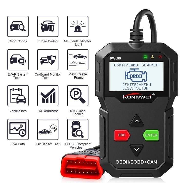 Planet Gates OBD Diagnostic Tool KONNWEI KW590 Car Code Reader automotive OBD2 Scanner Support Multi-Brands Cars&languages Free Shipping