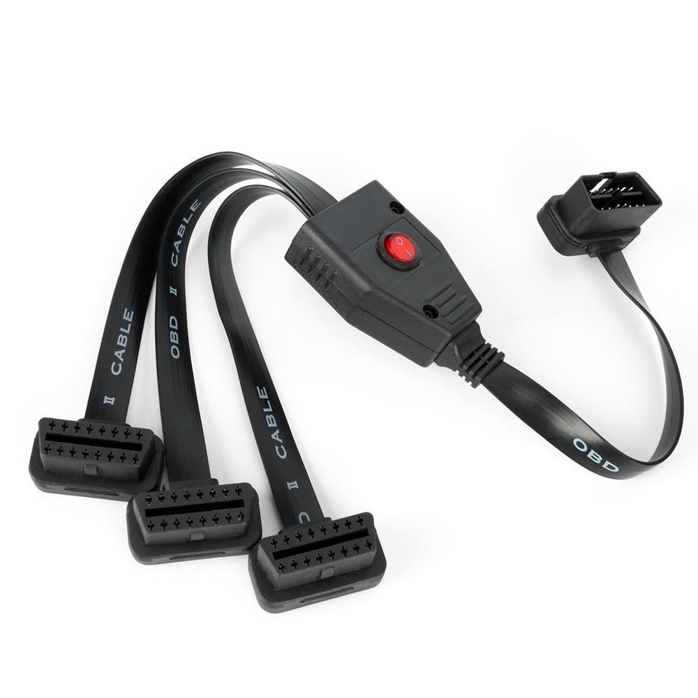 Planet Gates OBD II OBD2 16 Pin Splitter Extension Male to Female Extension Cable Adapter Diagnostic Tool Connector with Power Switch