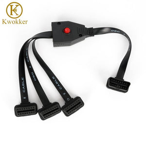 Planet Gates OBD II OBD2 16 Pin Splitter Extension Male to Female Extension Cable Adapter Diagnostic Tool Connector with Power Switch