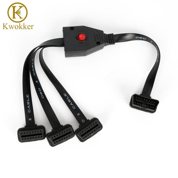 Planet Gates OBD II OBD2 16 Pin Splitter Extension Male to Female Extension Cable Adapter Diagnostic Tool Connector with Power Switch