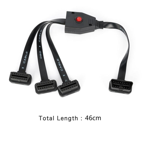 Planet Gates OBD II OBD2 16 Pin Splitter Extension Male to Female Extension Cable Adapter Diagnostic Tool Connector with Power Switch