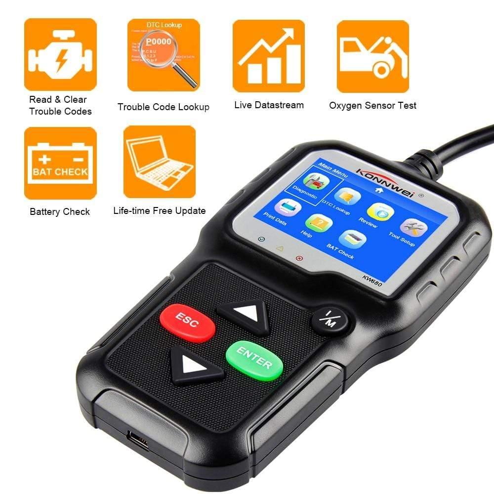 Planet Gates OBD2 Scanner OBD Car Diagnostic Auto Diagnostic-Tool KONNWEI KW680 Read Clear Fault Error Codes Russian OBD2 Automotive Scanner