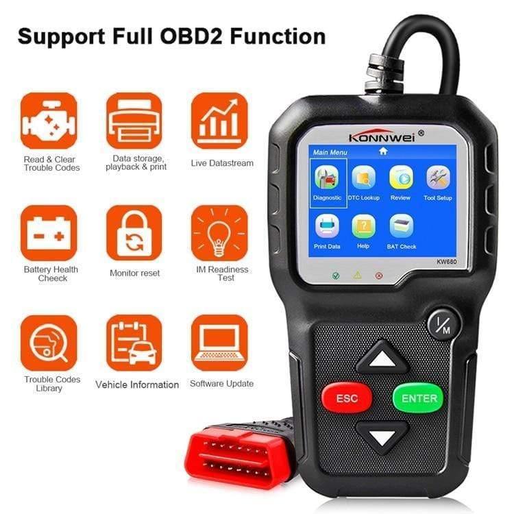Planet Gates OBD2 Scanner OBD Car Diagnostic Auto Diagnostic-Tool KONNWEI KW680 Read Clear Fault Error Codes Russian OBD2 Automotive Scanner