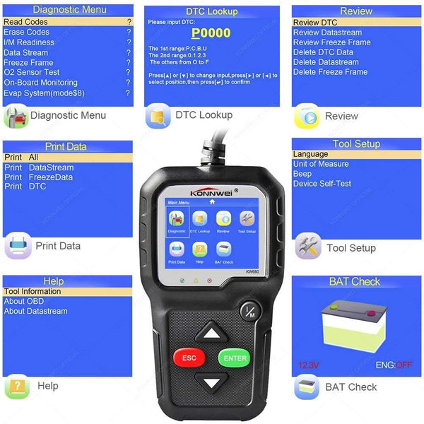 Planet Gates OBD2 Scanner OBD Car Diagnostic Auto Diagnostic-Tool KONNWEI KW680 Read Clear Fault Error Codes Russian OBD2 Automotive Scanner