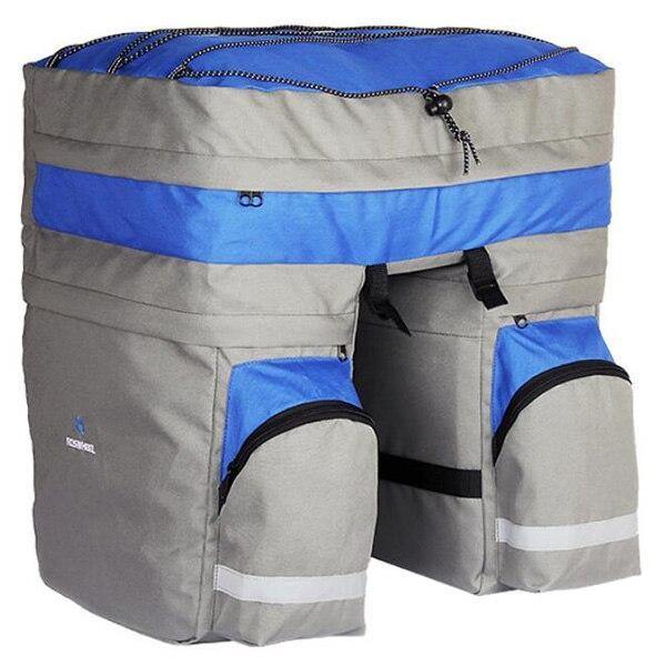 Planet Gates Ocean Blue 60L MTB Bicycle Bag Back Seat Double Side Bags with Rain Cover Light Reflective Tape Bike Bag Cycling Bag