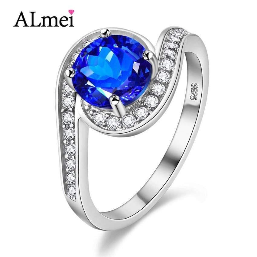 Planet Gates Ocean Blue Topaz Wedding Rings Tested Zircon 925 Sterling-Silver-Jewelry for Women 40% FJ026