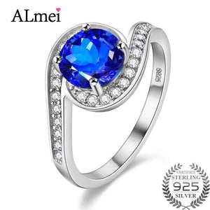 Planet Gates Ocean Blue Topaz Wedding Rings Tested Zircon 925 Sterling-Silver-Jewelry for Women 40% FJ026