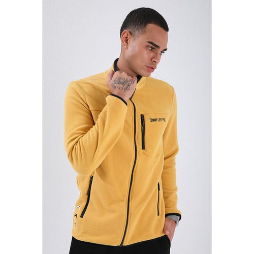 Planet Gates Ocher / XXL / TURKEY Casual Zipper Sweatshirts Male Tracksuit Fashion Jacket Mens Clothing Outerwear Sweatshirt Men's Pocket Zipper Sweatshirt Slim Fit Stand Collar Fleece No Hoodie Sport Clothing 87890
